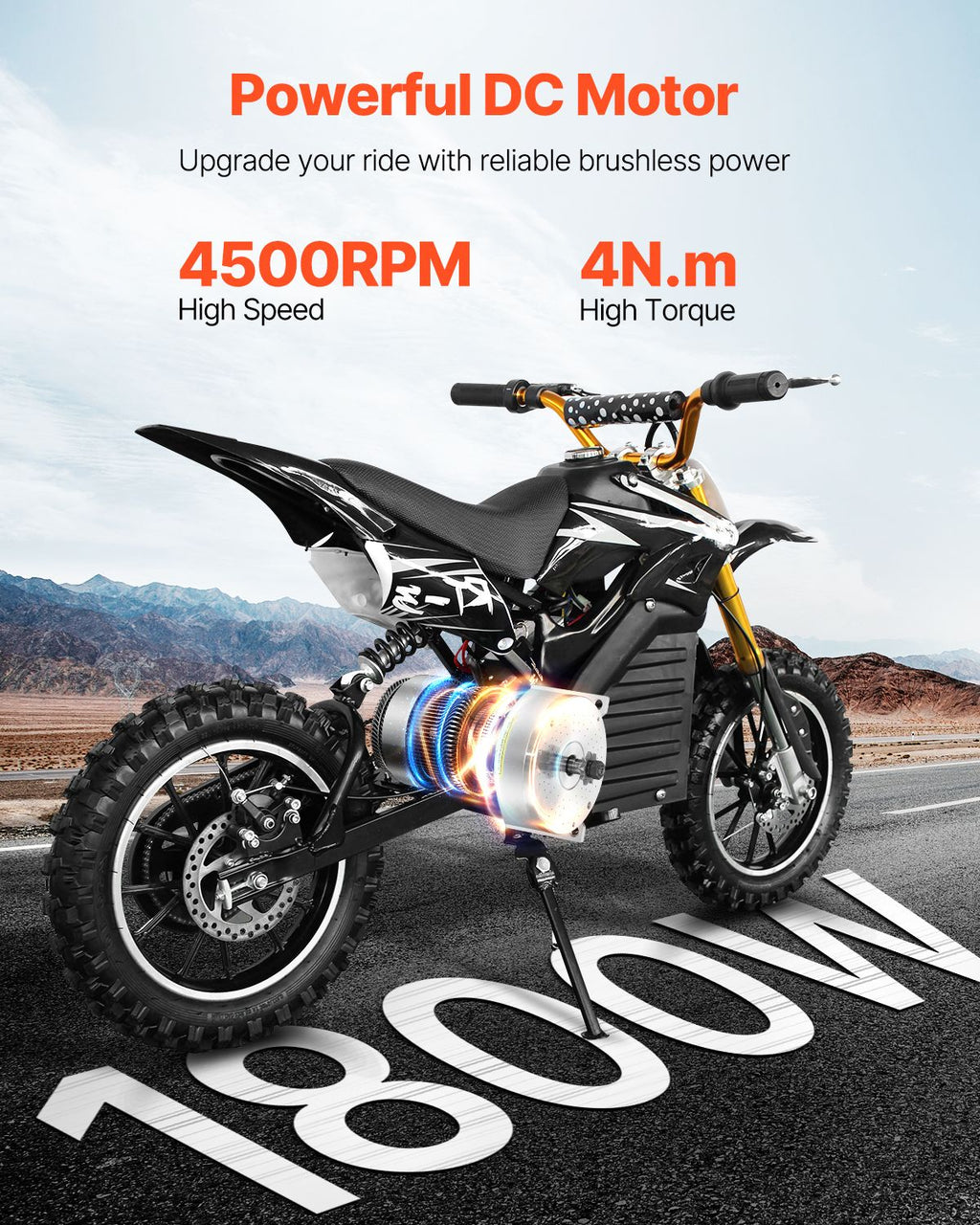 1800W Electric Brushless DC Motor Kit - 48V 4500rpm Motor with Upgraded Speed Controller and Throttle Grip Kit for Go Karts E-Bike Motorcycle Scooter DIY