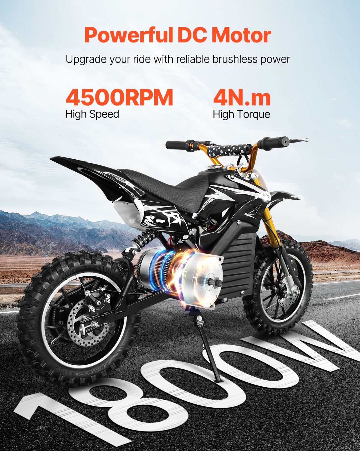 1800W Electric Brushless DC Motor Kit - 48V 4500rpm Motor with Upgraded Speed Controller and Throttle Grip Kit for Go Karts E-Bike Motorcycle Scooter DIY
