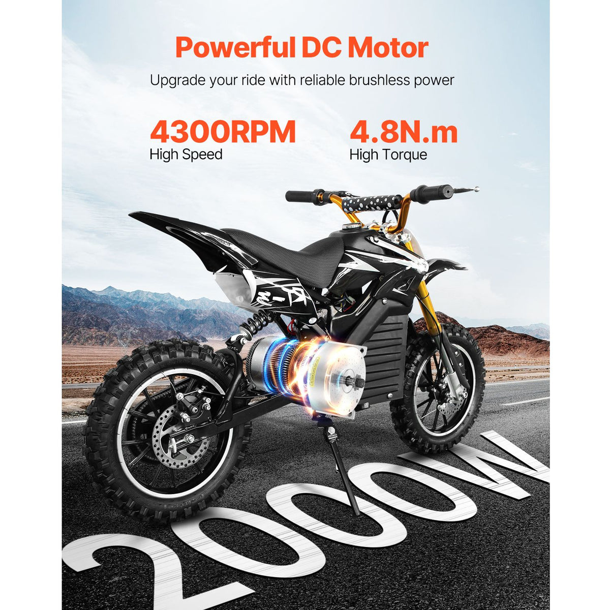 2000W Electric Brushless DC Motor Kit - 48V 4300rpm Motor with Upgraded Speed Controller and Throttle Grip Kit for Go Karts E-Bike Motorcycle Scooter DIY