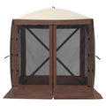 Pop Up Gazebo Tent, Pop-Up Screen Tent 4 Sided Canopy Sun Shelter with 4 Removable Privacy Wind Cloths & Mesh Windows, 6x6FT Quick Set Screen Tent with Mosquito Netting, Brown