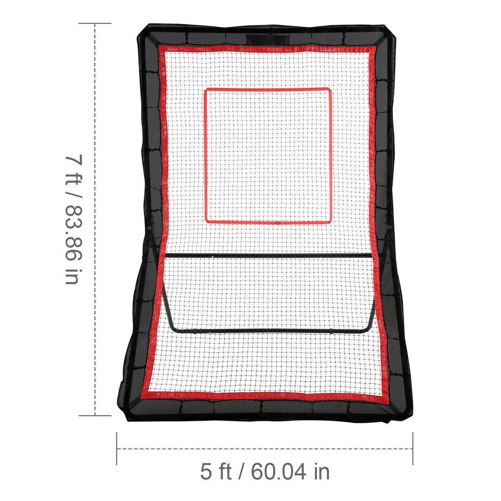 Lacrosse Rebounder for Backyard, 5x7 Ft Volleyball Bounce Back Net, Pitchback Throwback Baseball Softball Return Training Screen, Adjustable Angle Shooting Practice Training Wall with Target