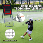 Folding Lacrosse Rebounder for Backyard, 3x8 Ft Volleyball Bounce Back Net, Pitchback Throwback Baseball Softball Return Training Screen, Adjustable Angle Shooting Practice Training Wall, Black