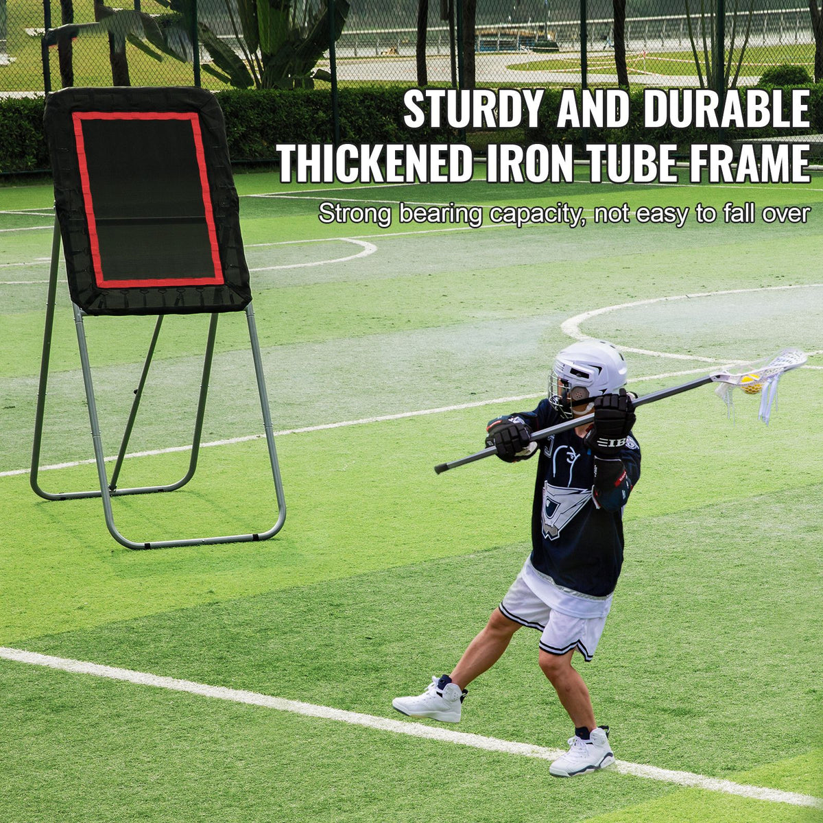 Folding Lacrosse Rebounder for Backyard, 3x4 Ft Volleyball Bounce Back Net, Pitchback Throwback Baseball Softball Return Training Screen, Adjustable Angle Shooting Practice Training Wall, Black