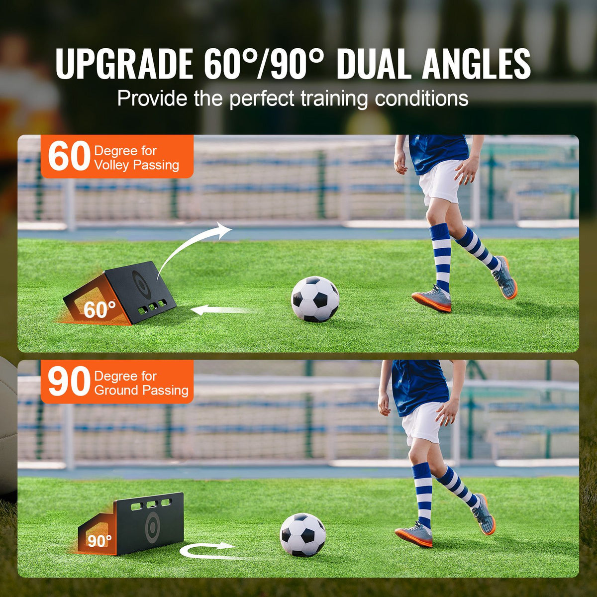Soccer Rebounder Board, 32"X12" Portable Soccer Wall with 2 Angles Rebound, Foldable HDPE Kickback Rebound Board, Soccer Training Equipment for Kids and Adults, Passing & Shooting Practice