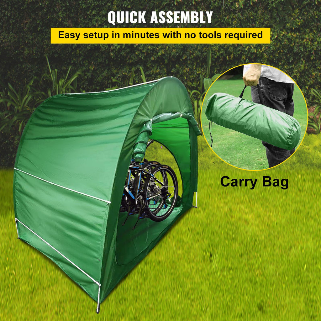 Bike Cover Storage Tent, 420D Oxford Fabric Portable for 4 Bikes, Outdoor Waterproof Anti-Dust Bicycle Storage Shed, Heavy Duty for Bikes, Lawn Mower, and Garden Tools, with Carry Bag, Green
