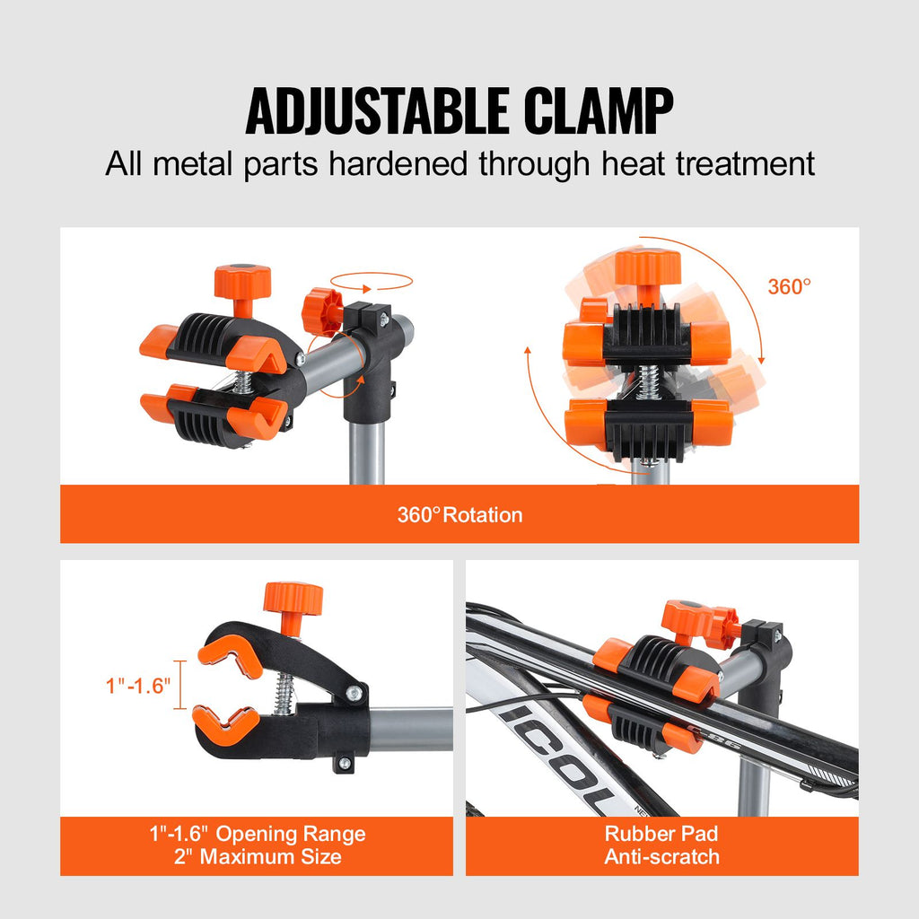 Bike Repair Stand, 80 lbs Heavy-duty Steel Bicycle Repair Stand, Adjustable Height Bike Maintenance Workstand with Magnetic Tool Tray Telescopic Arm, Foldable Bike Work Stand for Home, Shops