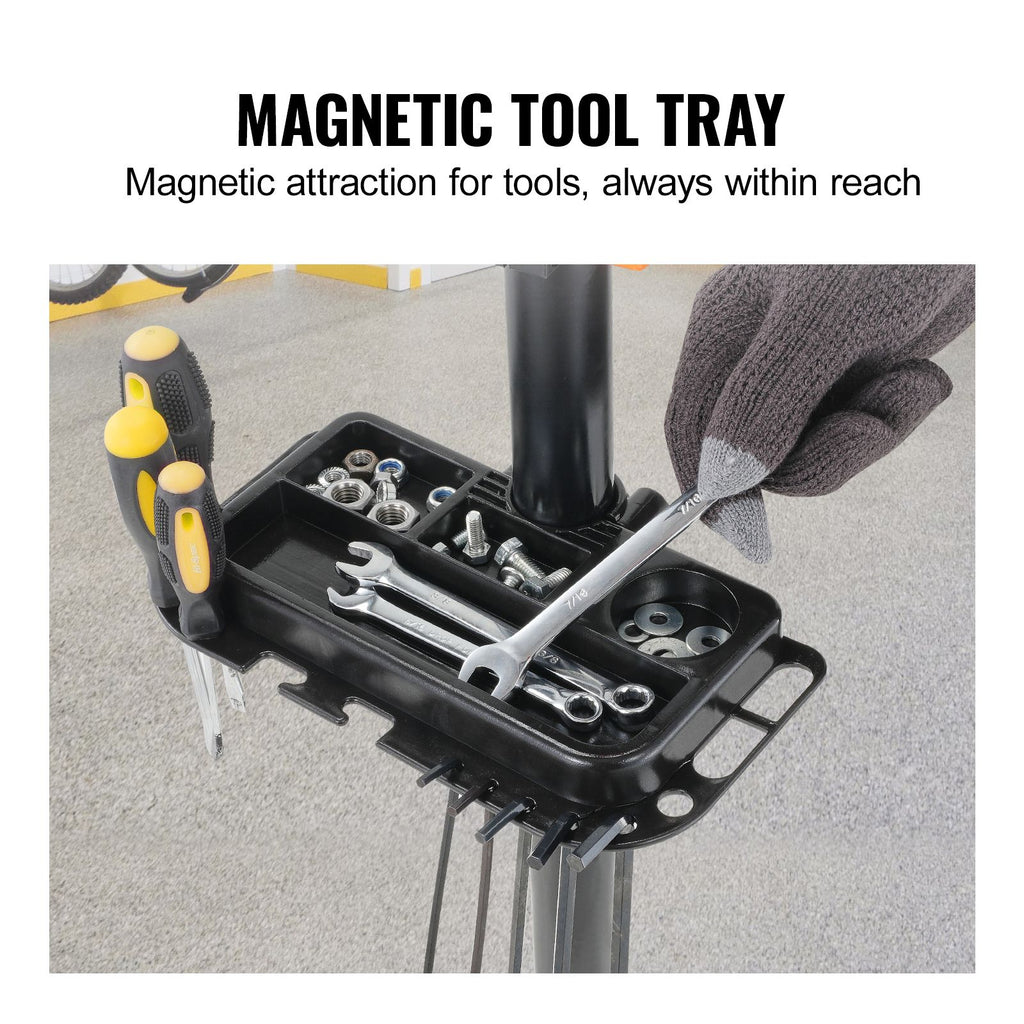 Bike Repair Stand, 80 lbs Heavy-duty Steel Bicycle Repair Stand, Adjustable Height Bike Maintenance Workstand with Magnetic Tool Tray Telescopic Arm, Foldable Bike Work Stand for Home, Shops