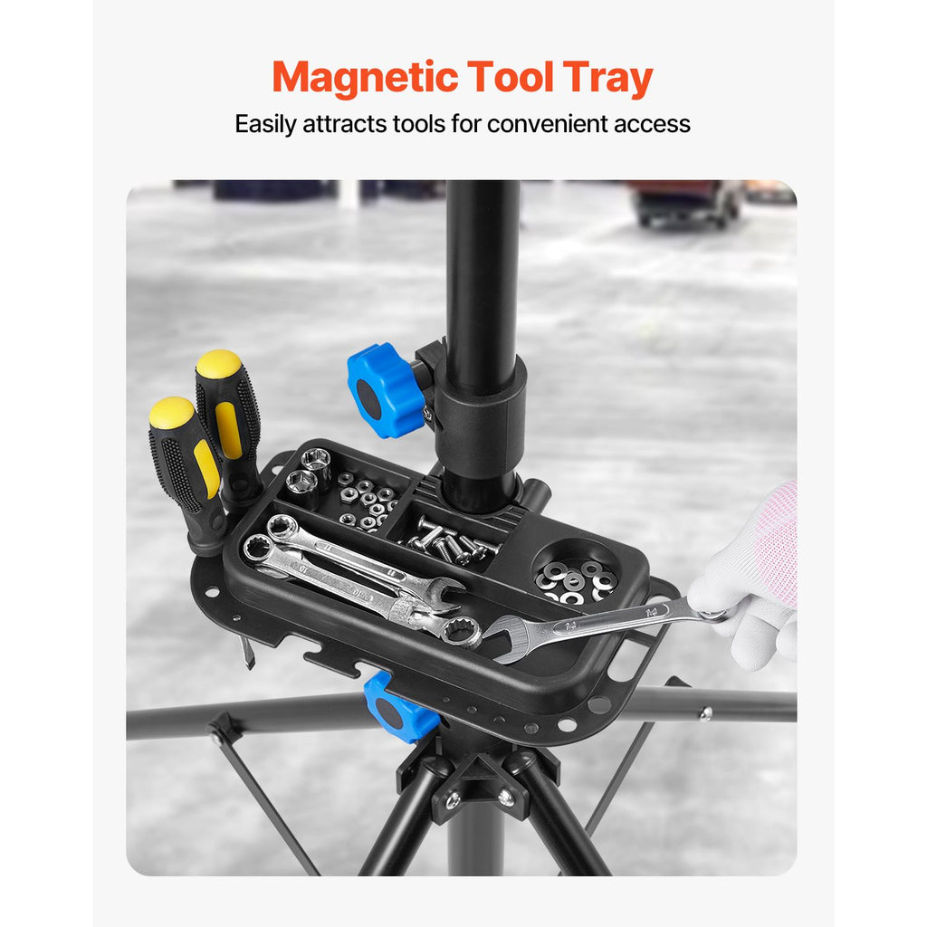Bike Repair Stand, 29.9 kg Heavy-duty Bicycle Work Stand with 835-1440 mm Adjustable Height & Magnetic Tool Tray, Foldable Bicycle Maintenance Rack, Shop Home Mechanics for Mountain & Road Bike