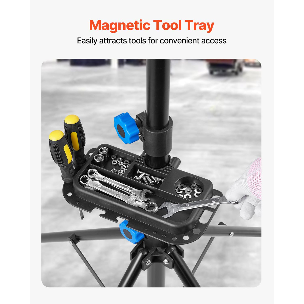 Bike Repair Stand, 29.9 kg Heavy-duty Bicycle Work Stand with 835-1440 mm Adjustable Height & Magnetic Tool Tray, Foldable Bicycle Maintenance Rack, Shop Home Mechanics for Mountain & Road Bike