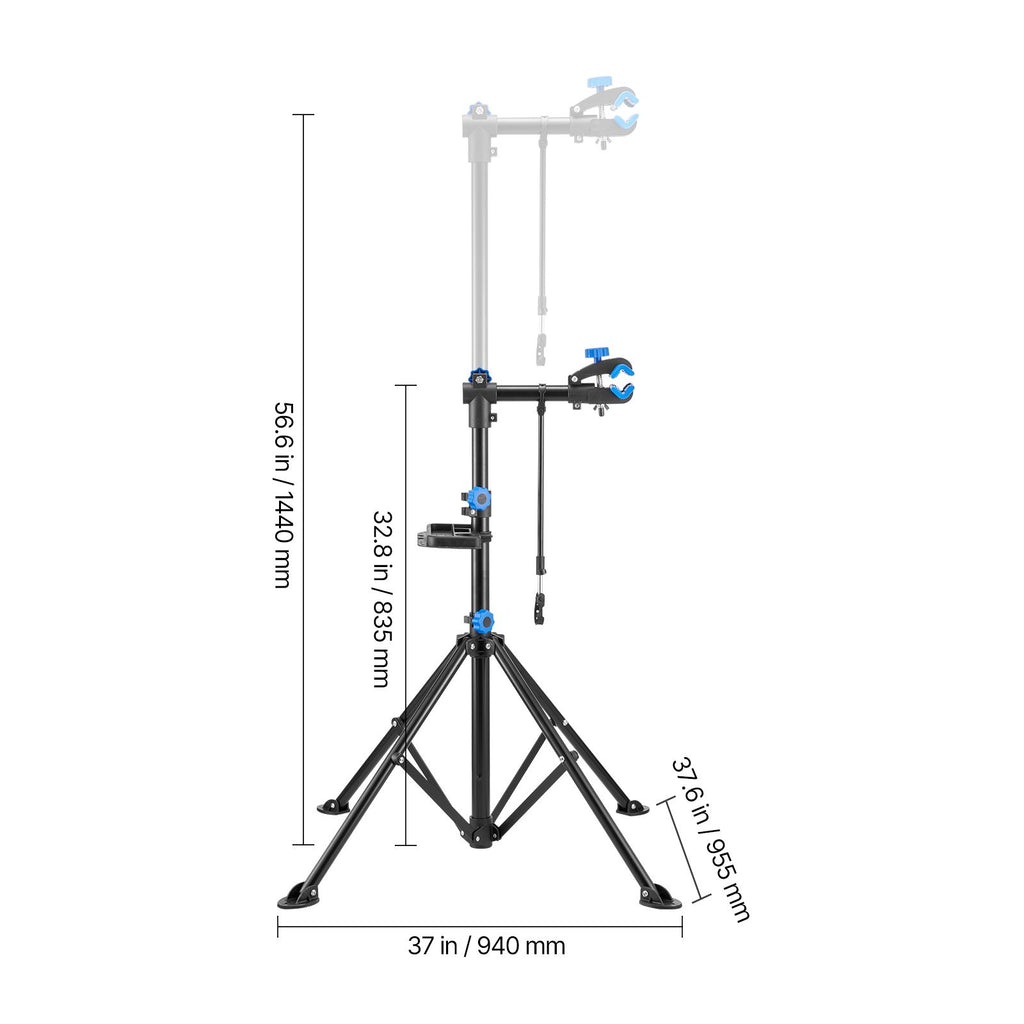 Bike Repair Stand, 29.9 kg Heavy-duty Bicycle Work Stand with 835-1440 mm Adjustable Height & Magnetic Tool Tray, Foldable Bicycle Maintenance Rack, Shop Home Mechanics for Mountain & Road Bike
