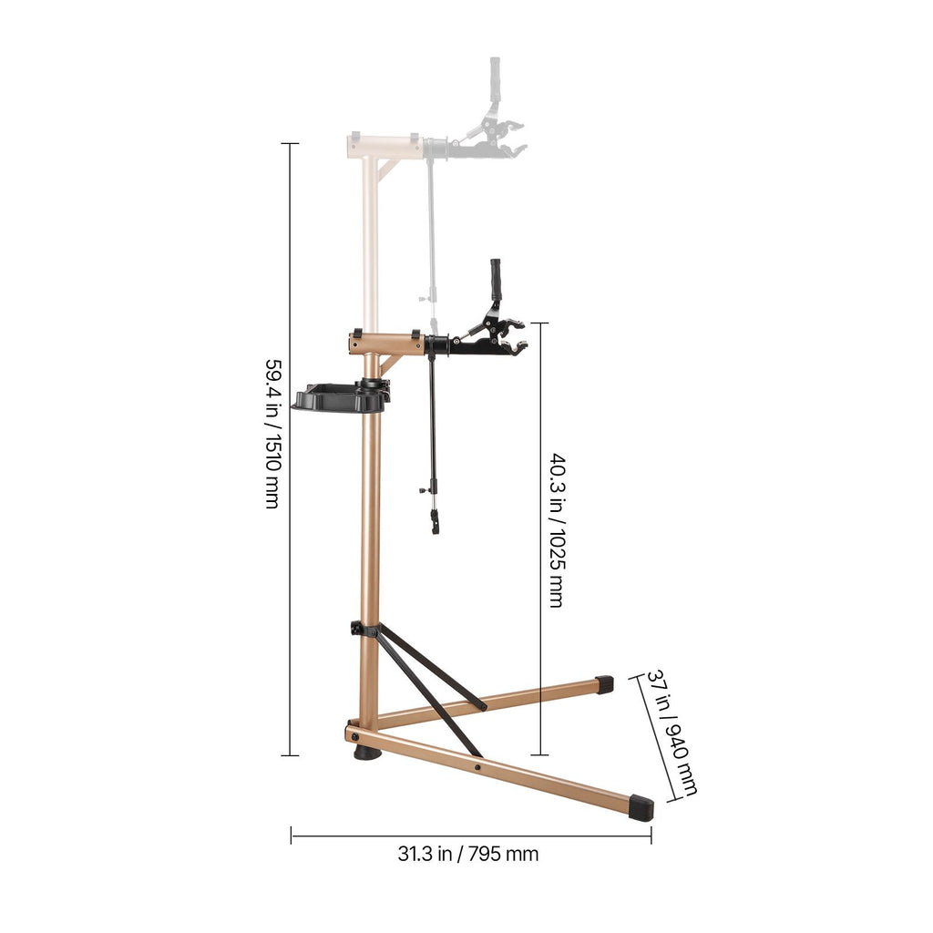 Bike Repair Stand, Max. 49.9 kg Heavy-duty Bicycle Work Stand with 1025-1510 mm Adjustable Height & Large Tool Tray, Foldable Ebike Maintenance Rack, Shop Home Mechanics for Mountain Road Bike