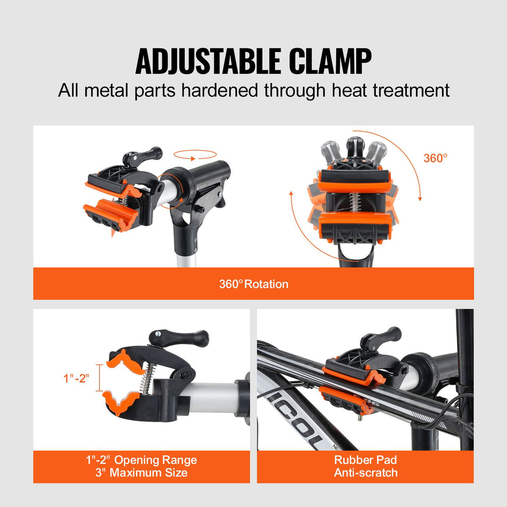 Bike Repair Stand, 66 lbs Heavy-duty Aluminum Bicycle Repair Stand, Adjustable Height Bike Maintenance Workstand with Magnetic Tool Tray Telescopic Arm, Foldable Bike Work Stand for Home, Shops