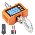 Digital Crane Scale, 2200 lbs/1000 kg, Industrial Heavy Duty Hanging Scale with Remote Control, Cast Aluminum Case & LCD Screen, High Precision for Construction, Factory, Farm, Hunting (Orange)