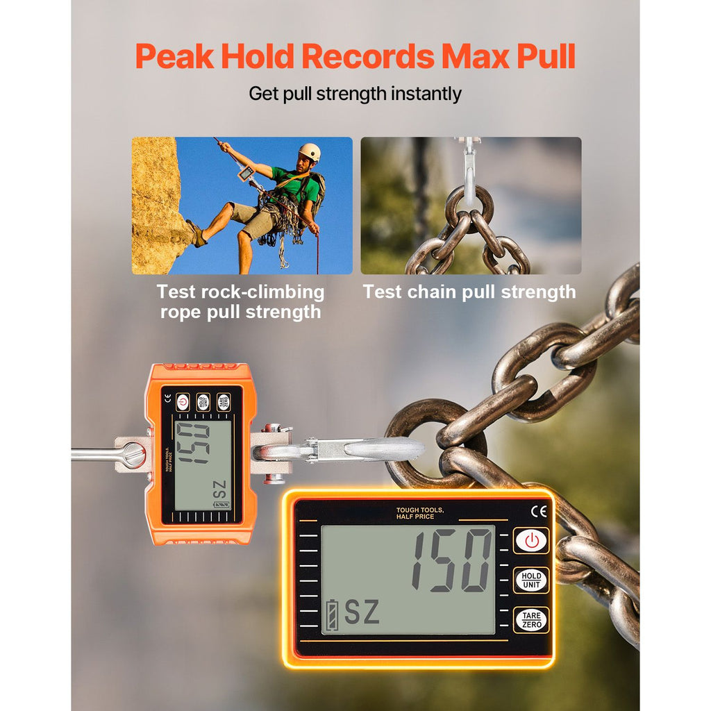 Digital Crane Scale, 2200 lbs/1000 kg, Industrial Heavy Duty Hanging Scale with Remote Control, Cast Aluminum Case & LCD Screen, High Precision for Construction, Factory, Farm, Hunting (Orange)
