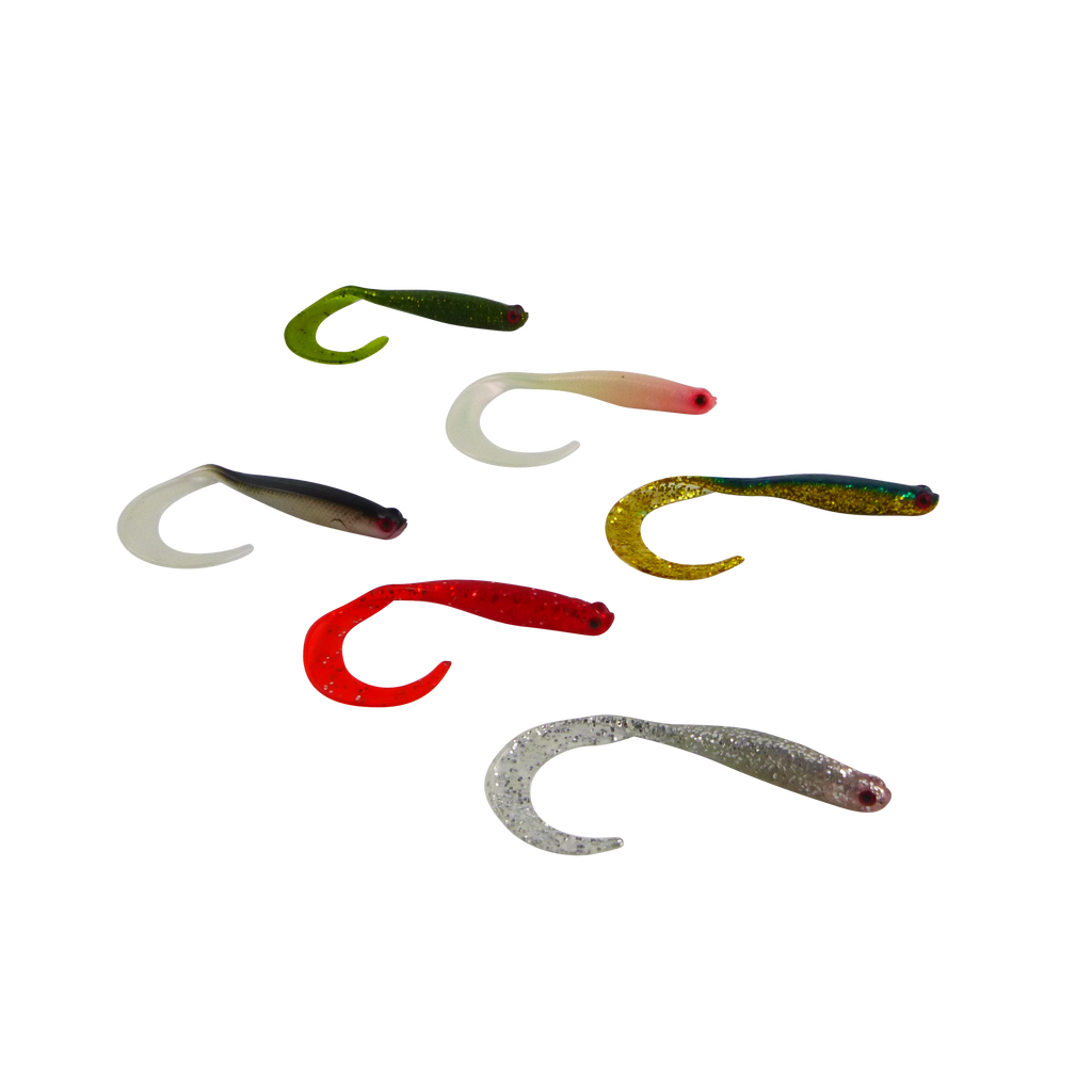 Swimerz 100 mm VTail Soft Plastic Lure, Red Glitter, 5 pack-1