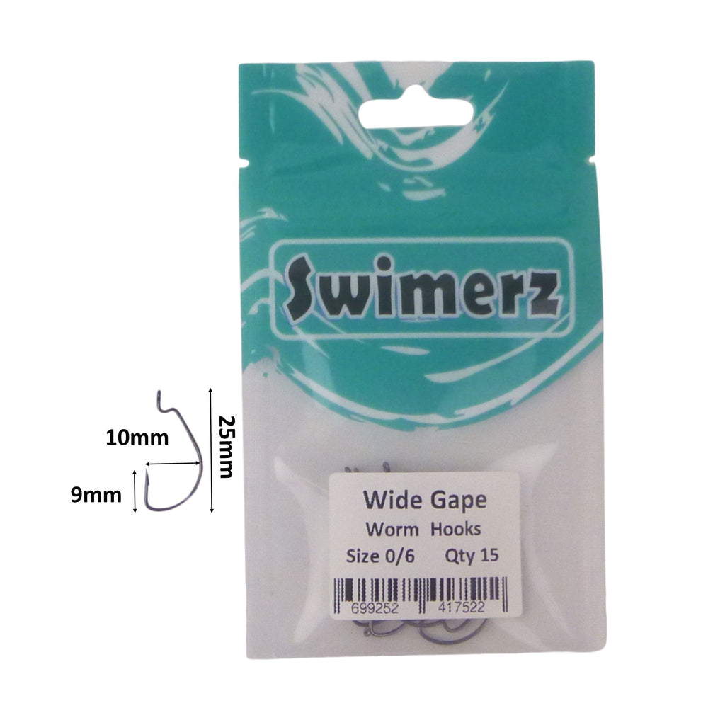 Swimerz 0/6 Wide Gape Worm Hook 15 Pack-2