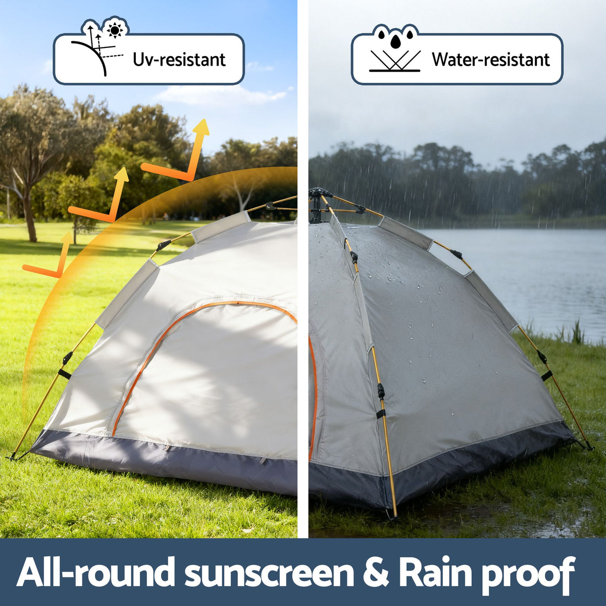 Weisshorn Camping Tent Instant Tent Pop up 2 Person Outdoor Hiking Tents Hiking Beige