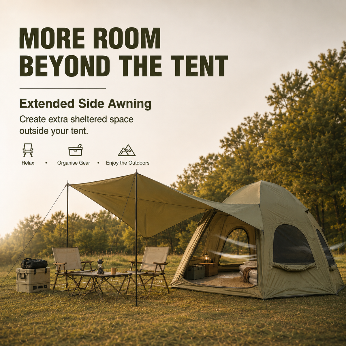 Weisshorn 4 Person Inflatable Camping Tent TC Canvas Sun Shade Rain-Ready