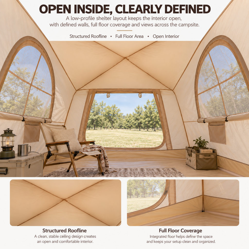 Weisshorn Inflatable Camping Tent Dual End Doors Arched Windows 300x400cm