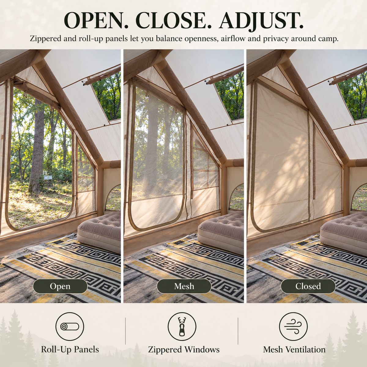 Weisshorn A-Frame Inflatable Air Tent with Mesh Windows, Family Glamping