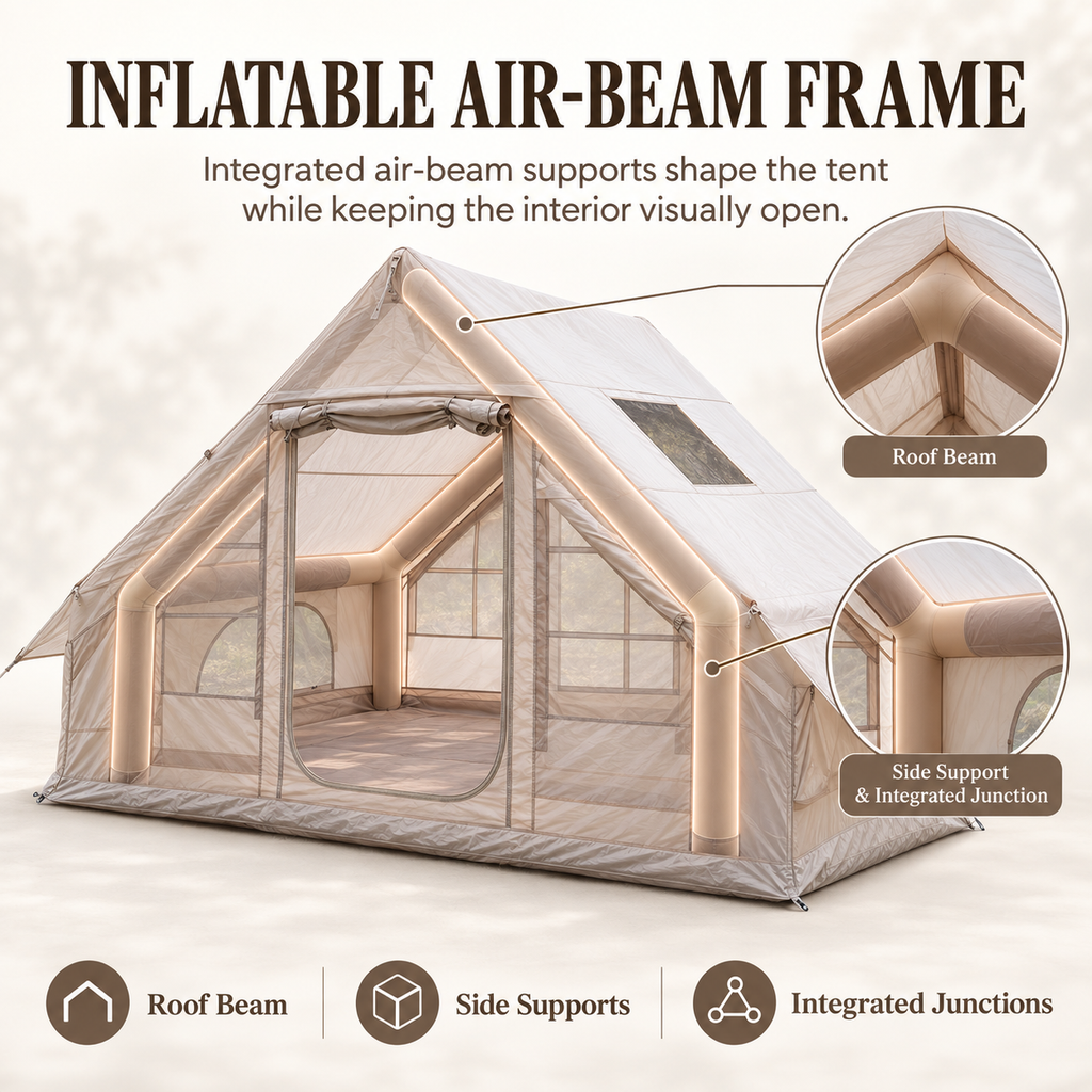 Weisshorn A-Frame Inflatable Air Tent with Mesh Windows, Family Glamping