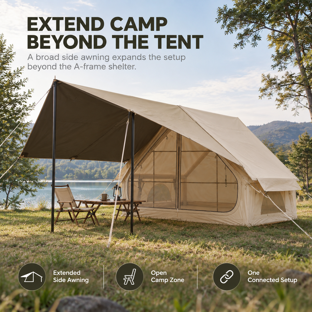 Weisshorn Inflatable A-Frame Tent with Extended Side Awning, Basecamp