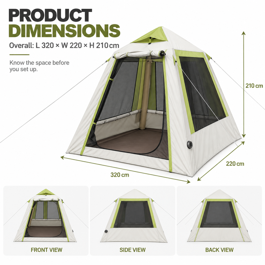 Weisshorn Inflatable Mesh Gazebo Tent, Air-Frame with Extendable Canopy