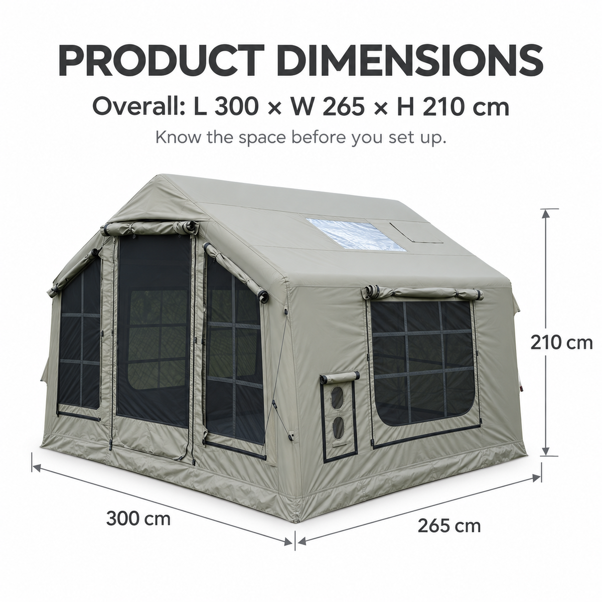 Weisshorn Inflatable Camping Tent Cabin Style with Skylight Mesh 300x265cm