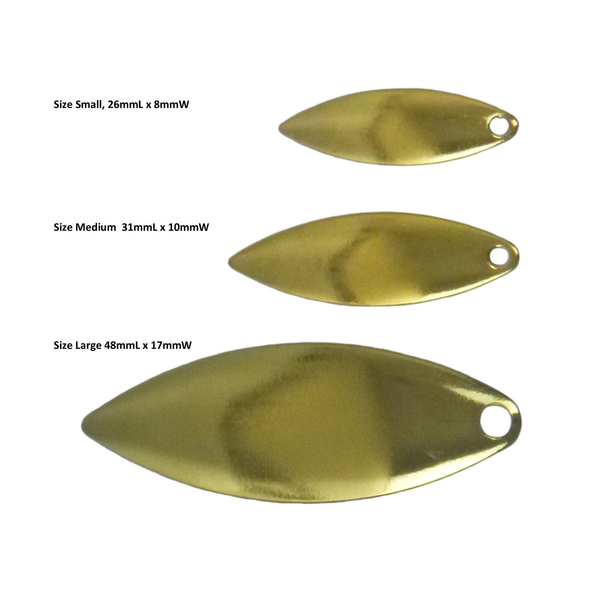 Artizan Smooth Willow Blade, Brass, 26mmL x 8mmW, Qty 5-1