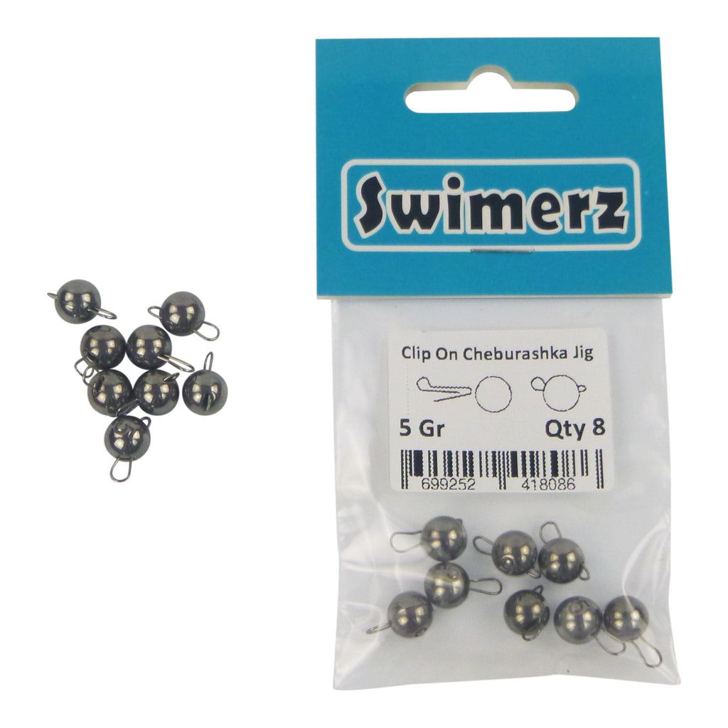 Swimerz 5 Gram Cheburashka Clip-On Jig Head, Tungsten, 8 Pack-2