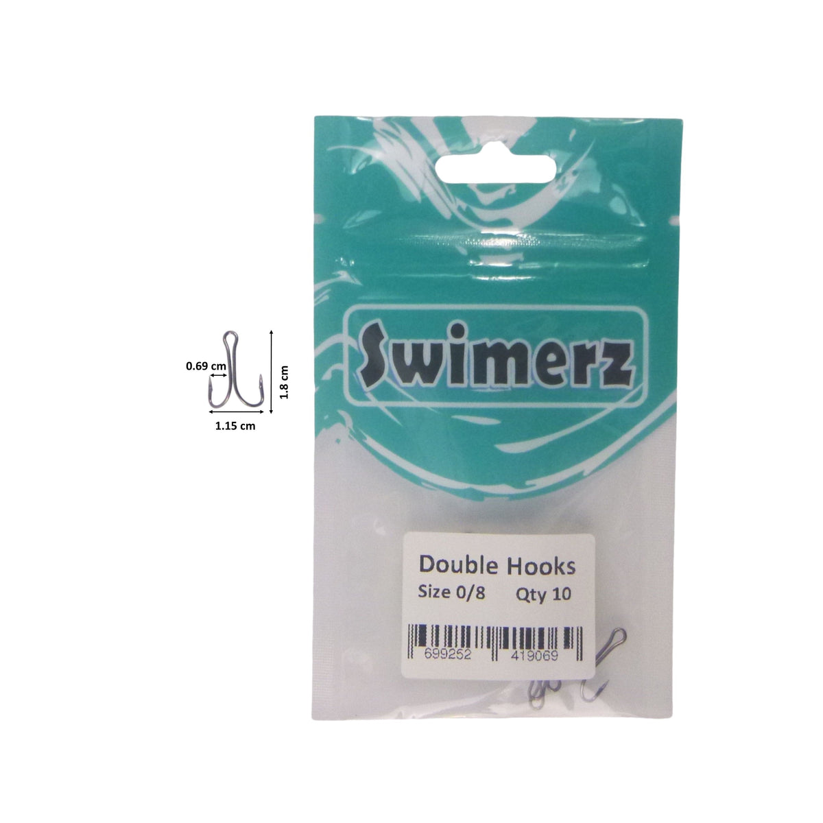 Swimerz Size 8 Extra Strong Double Hook, 10 Pack-2