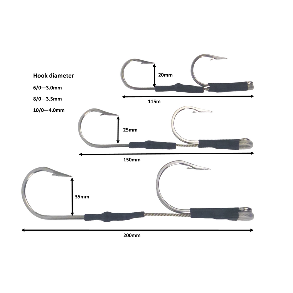 Swimerz Jigging & Trolling Hooks, Inline Double, 10/0, Qty 3-1