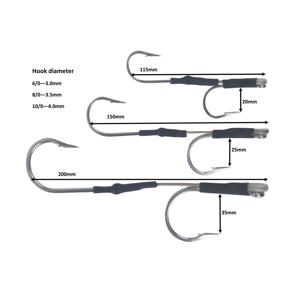 Swimerz Jigging & Trolling Hooks, 180 Double, 10/0, Qty 3-1