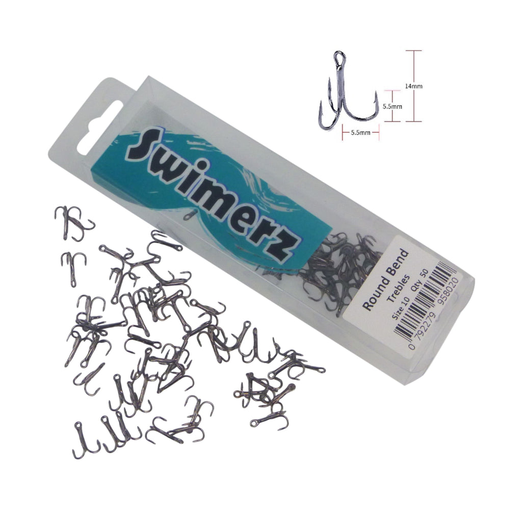 Swimerz Round Bend Trebles Size 10, 50 pack-2