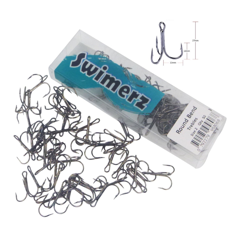 Swimerz Round Bend Trebles Size 2, 50 pack-2